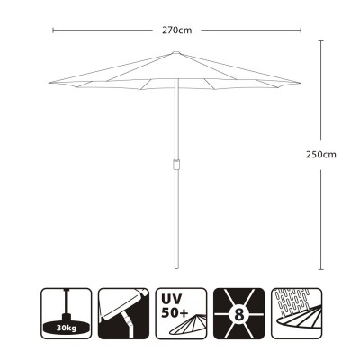 Sekey 9ft/2.7m Outdoor Umbrella Beige,Patio Umbrella Beige Market Umbrella Beige with tilt and crank,100% polyster,UV 50+   